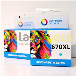 Cartucho Ink Jet Compatible HP Advantage 3525/4615/4625/5525 - CZ117/118 - (670XLC) - CYAN (15ml)